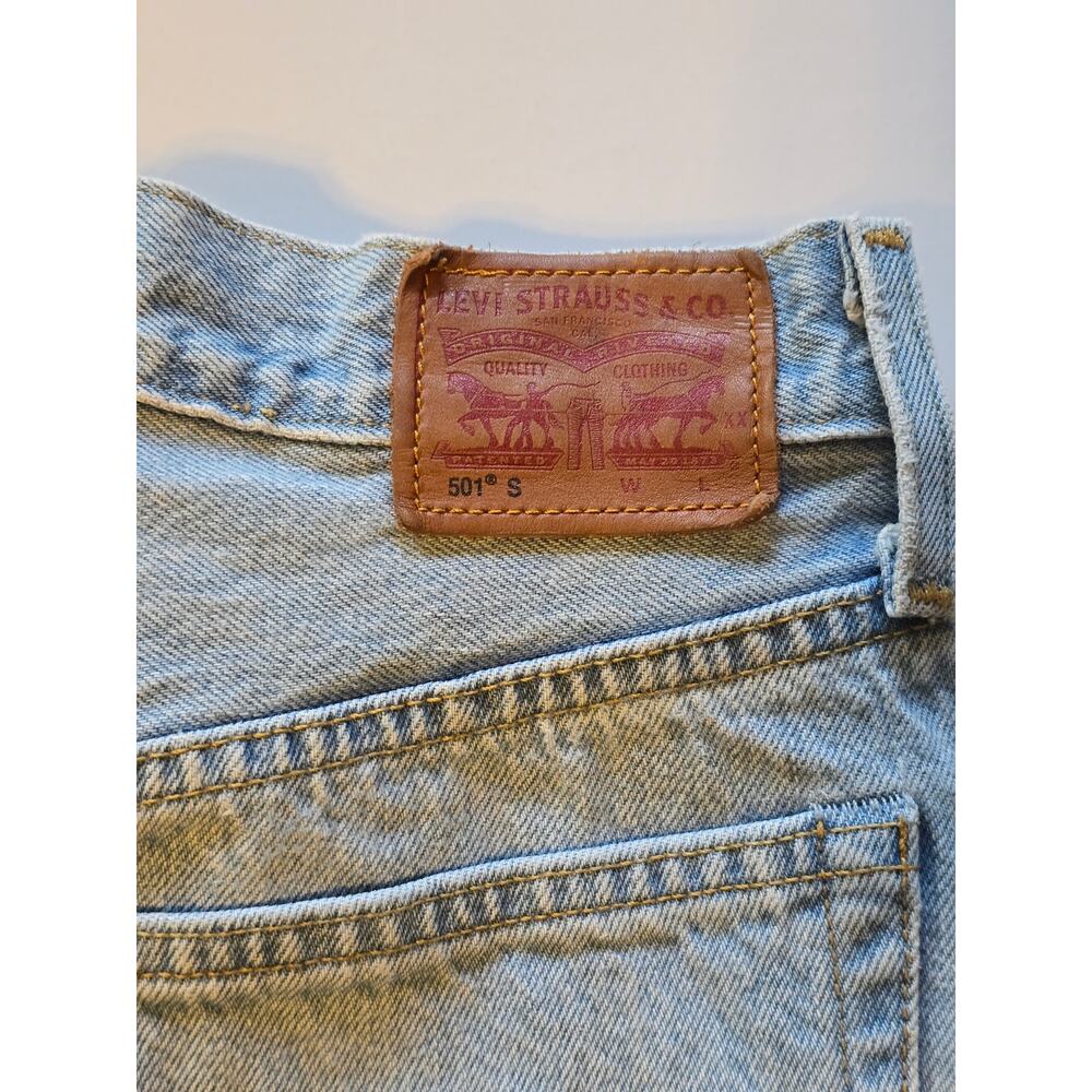 Levis 501 Selvedge Jeans White Oak Cone Denim Womens 25 Blue Distressed Skinny - Picture 11 of 16